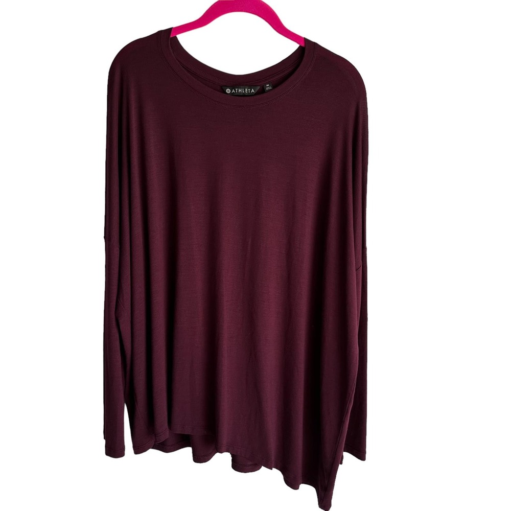 ATHLETA Cloudlight Relaxed Asymmetrical Plum Ladies Athletic Top, M‎